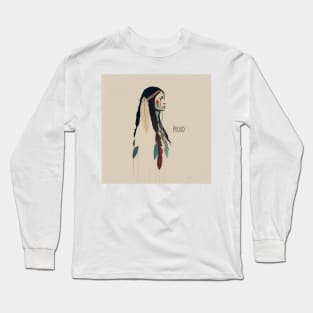 [AI Art] Proud Native American Woman With Headdress Long Sleeve T-Shirt